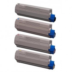 Grossist’Encre Cartouche Lot de 4 Cartouches Toners Lasers Compatibles pour OKI C5850 BK/C/M/Y