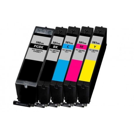 Grossist’Encre Lot de 5 Cartouches très hautes Capacités compatible pour Canon PGI-580XXL CLI-581XXL